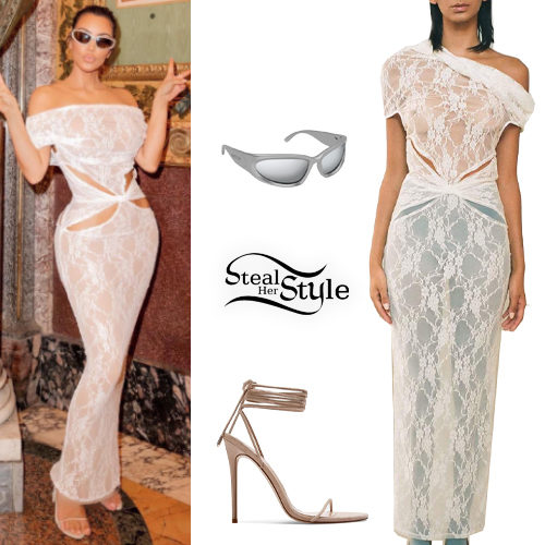 White Lace Dress, Strappy Heels