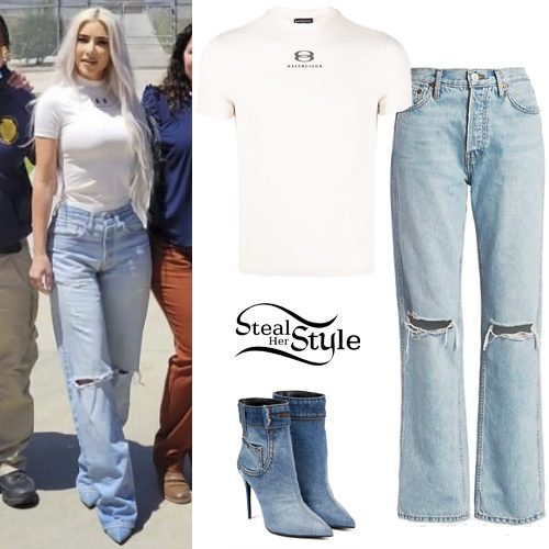 White Top, Denim Boots