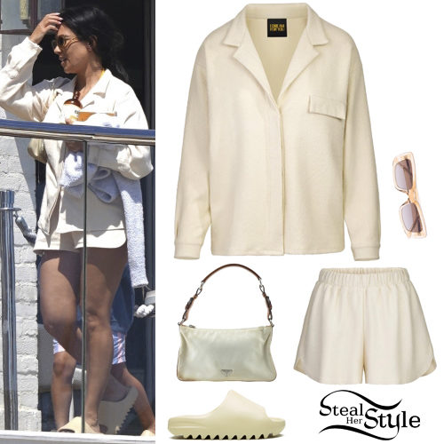 Beige Blouse and Shorts