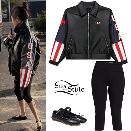 Black Leather Jacket and Leggings