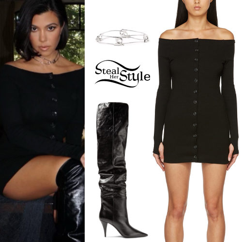 Black Mini Dress, Knee Boots