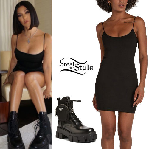 Black Mini Dress, Platform Boots