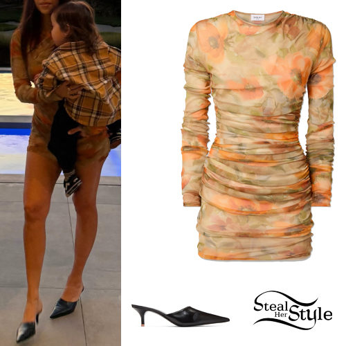 Floral Dress, Black Mules