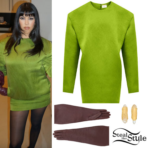 Green Dress, Leather Gloves