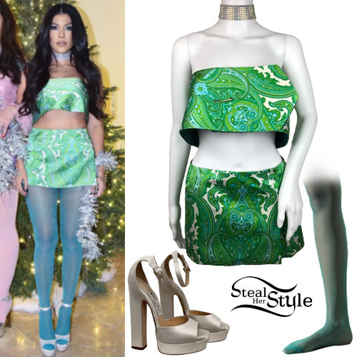 Green Printed Top and Skirt