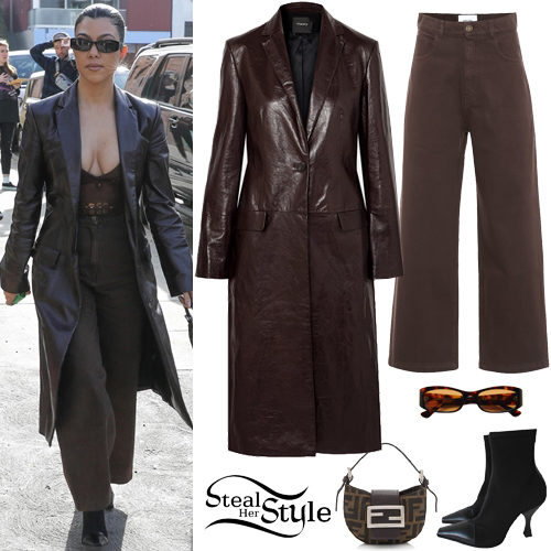 Leather Coat, Brown Jeans