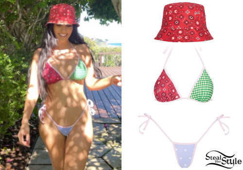 Patchwork Bikini Top and Bandana Bucket Hat