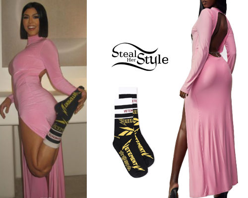 Pink Dress, Printed Socks