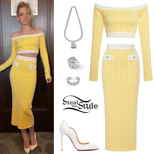 Yellow Crop Top and Skirt