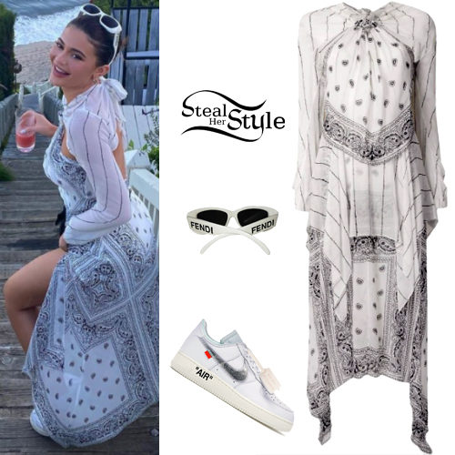 Bandana Knot Dress and Off-White Nike Sneakers