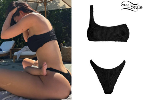 Black Ribbed Amalfi One-Shoulder Bikini