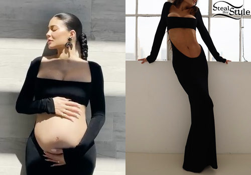Black Long-Sleeve Cut-Out Maxi Dress