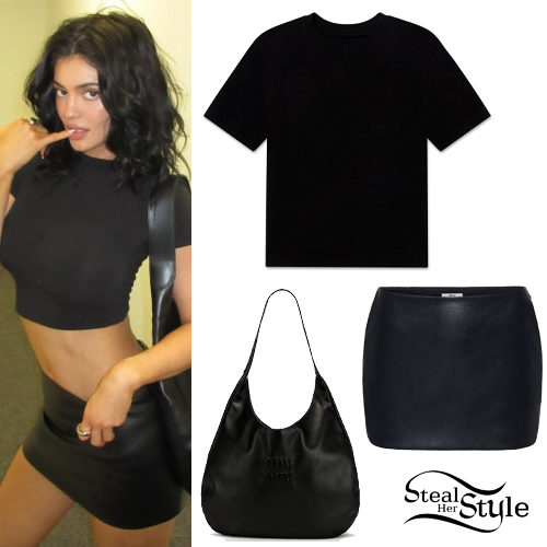 Black Baby Tee and Leather Micro Mini Skirt