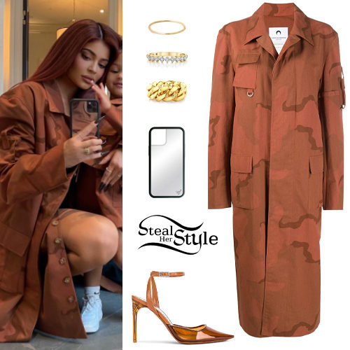 Brown Camo Print Coat and Pumps