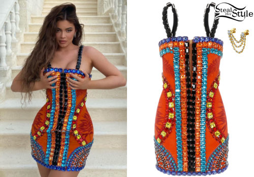 Balmain Crystal-Embellished Printed Silk Mini Dress