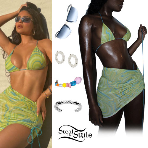 Green Triangle Bikini and Skirt
