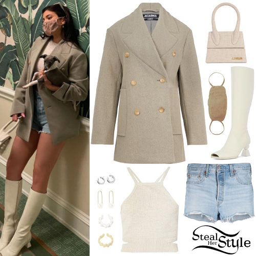 Grey Blazer, Denim Shorts