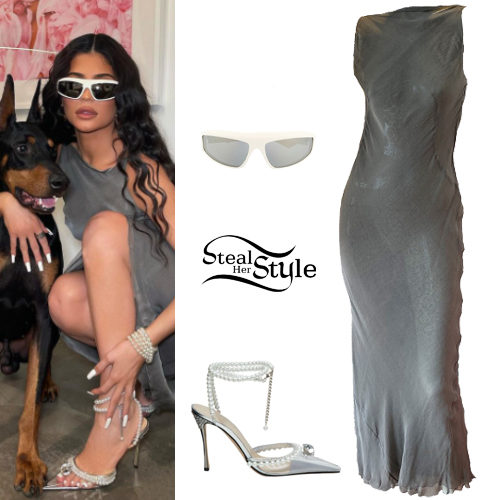 Grey Dress, Pearl Pumps