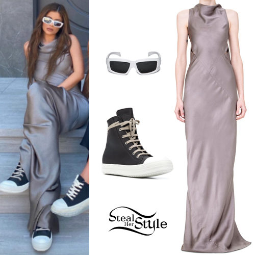 Grey Maxi Dress, Wedge Shoes