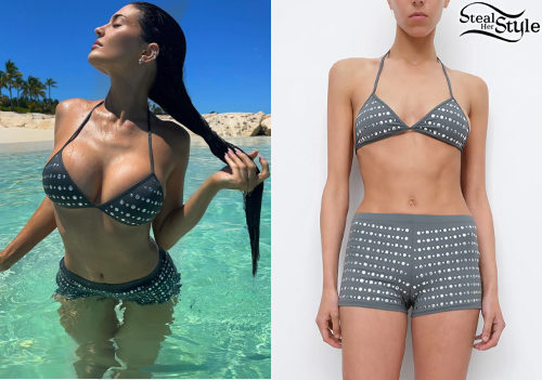 Grey Studded Bikini Top and Boy Shorts