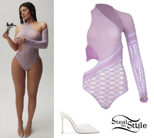 Lilac Knit Bodysuit, PVC Pumps