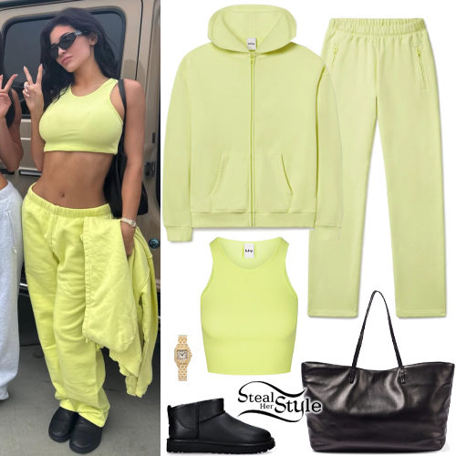 Lime Fleece Hoodie, Tank and Straight Leg Pants