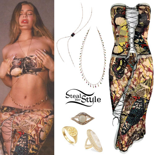 Printed Lace Up Top and Skirt