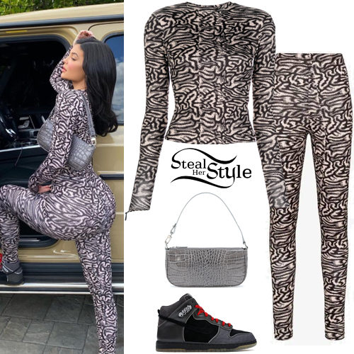 Graphic Mesh Top and Matching High-Waisted Leggings