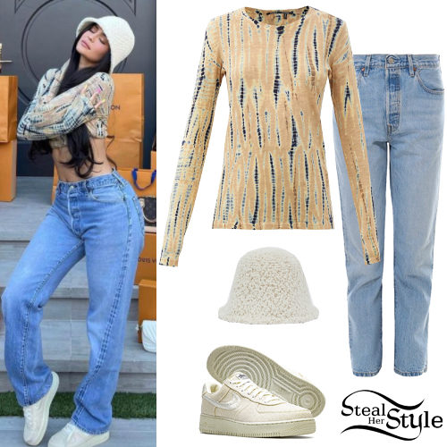 Printed Top, Blue Jeans