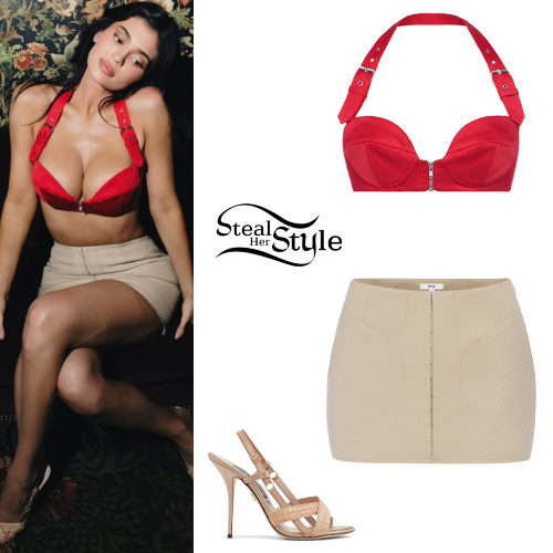 Red Bralette, Mini Skirt