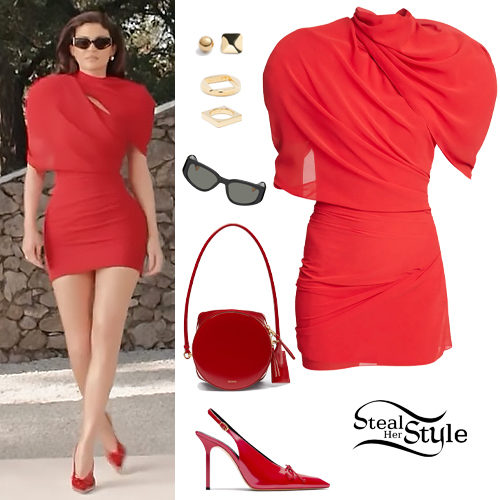 Red Jacquemus Mini Dress and Slingback Pumps