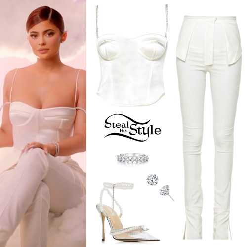 White Satin Corset and Split-Hem Trousers