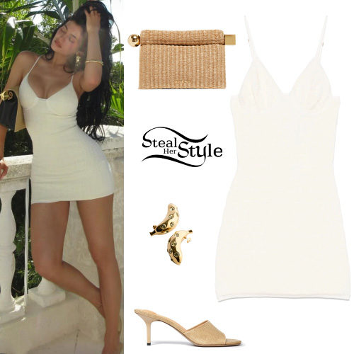 White Mini Dress, Beige Heels