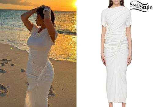White Ruched Dress