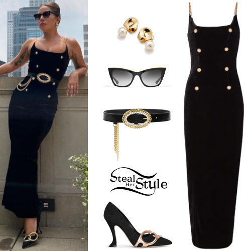 Black Midi Dress and Pumps