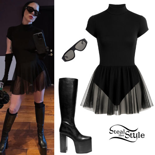 Black Mini Dress, Platform Boots