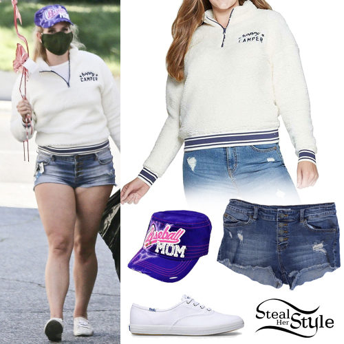 Happy Camper Sweatshirt, Denim Shorts