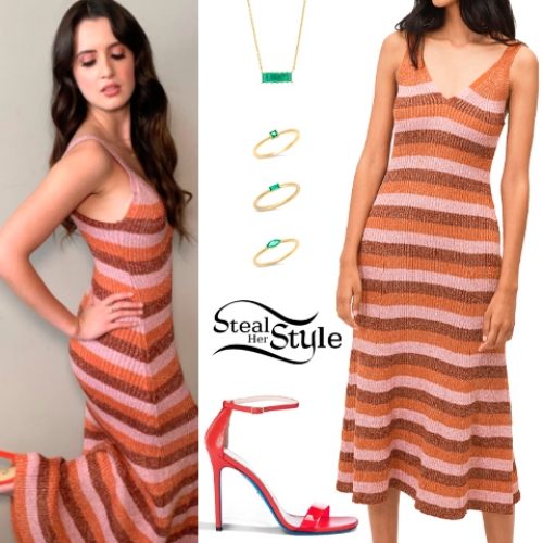 Striped Dress, Red Sandals