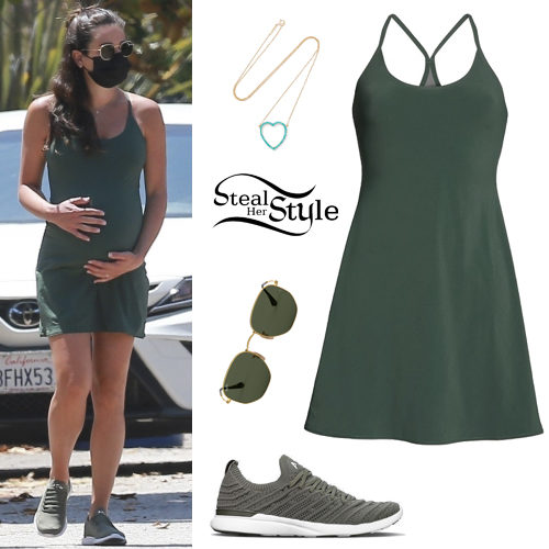 Green Mini Dress and Sneakers