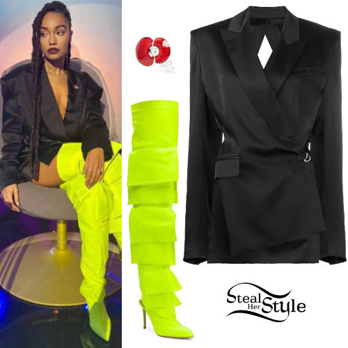 Black Blazer, Lime High Boots