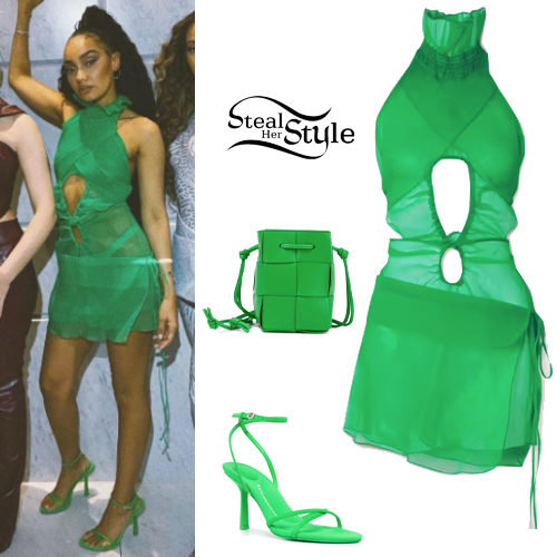 Green Mini Dress and Sandals