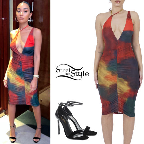 Printed Dress, Black Sandals