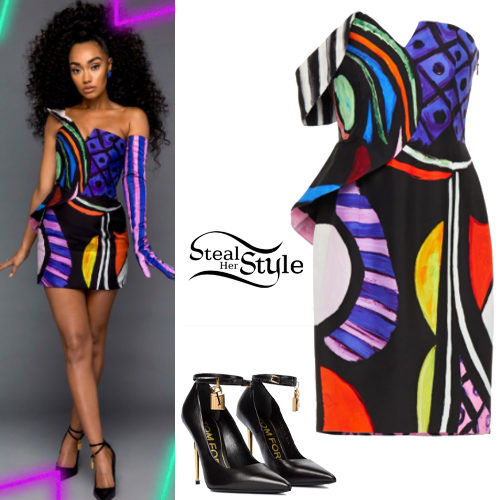 Printed Mini Dress, Black Pumps