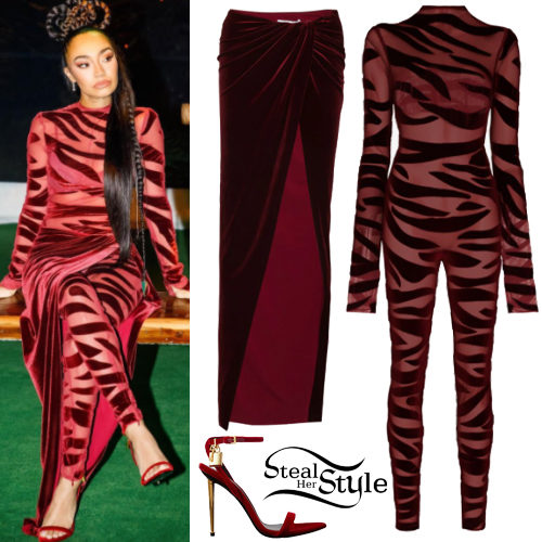 Red Velvet Catsuit and Skirt