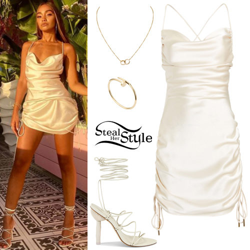 Slip Mini Dress, White Sandals
