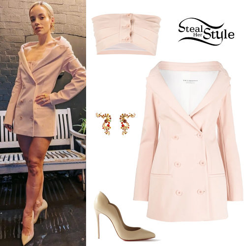 Blush Blazer Dress and Pumps