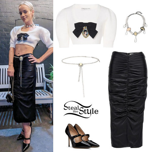 Crop Sweater, Black Skirt