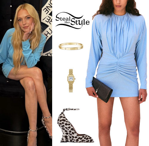 Blue Dress, Printed Shoes