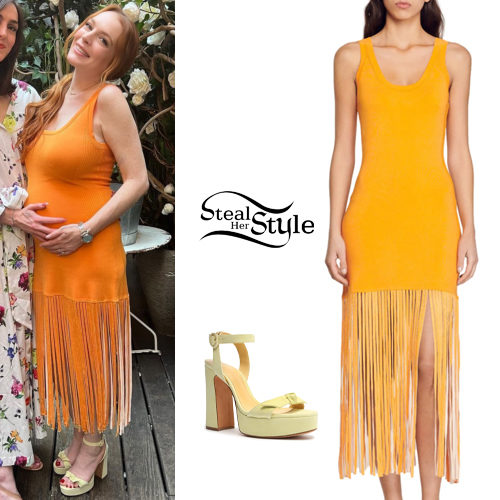 Orange Dress, Platform Sandals
