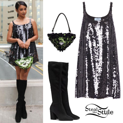 Sequin Dress, Suede Boots